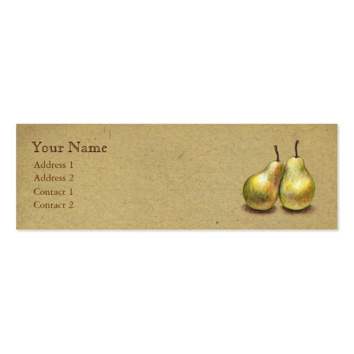 Vintage Golden Pears Custom Skinny Card Business Card Template (front side)