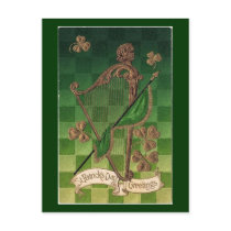 Vintage Golden Shamrocks - Postcard