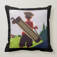 Vintage Golf Caddy Artwork Pillow throwpillow