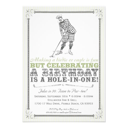 Vintage Golf Party Invitation - Man