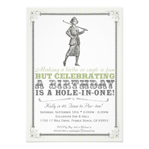 Vintage Golf Party Invitation - Woman