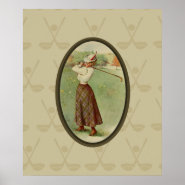 Vintage Golfing Lady Art (three) Poster