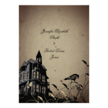 Vintage Gothic House Wedding Invitation