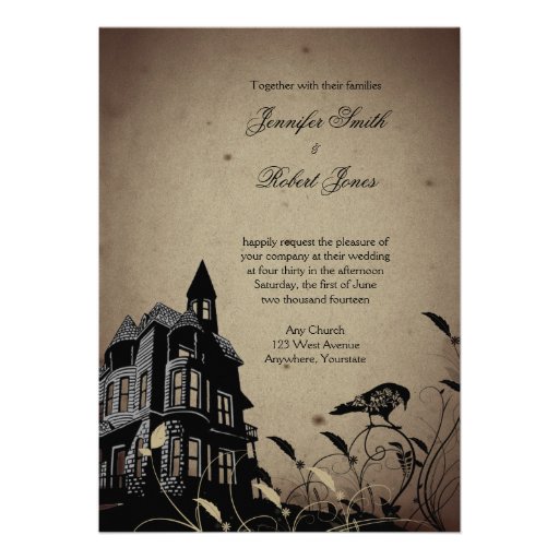 Vintage Gothic House Wedding Invitation