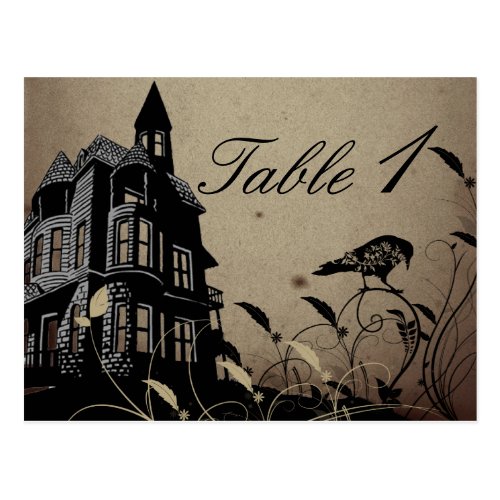 Vintage Gothic House Wedding Table Number Postcard