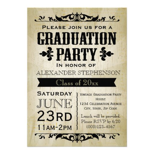 Vintage Graduation Party Invitation (front side)