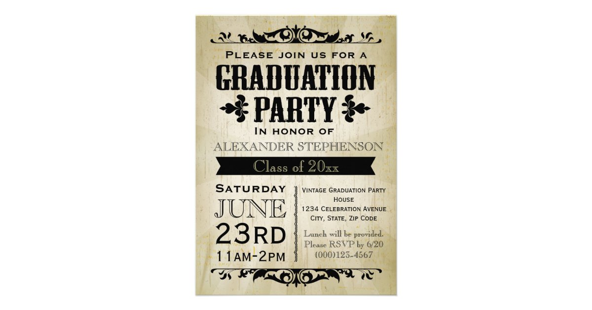 Vintage Graduation Party Invitation