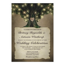Vintage Grandfather Oak Tree Wedding Invitations
