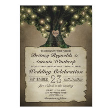 Vintage Grandfather Oak Tree Wedding Invitations