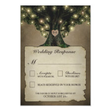 Vintage Grandfather Oak Tree Wedding RSVP Cards