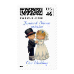 Vintage Graphic Bride and Groom postage