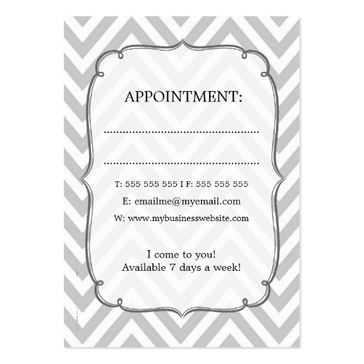 Vintage Gray Chevron Hair Stylist Appointment Card Business Cards (back side)