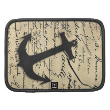 Vintage gray retro nautical anchor marine paper organizer