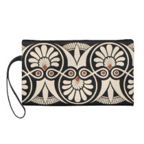 Vintage Grecian Geometric Patter Graphic Design Wristlet Purse