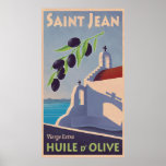 Vintage Greek Olive Oil Travel Poster