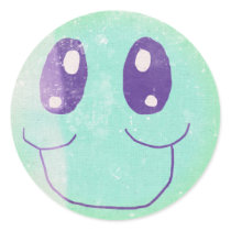 Vintage Green and Blue  Smiley Face Sticker