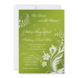 Vintage Green and White Floral Wedding Invitation