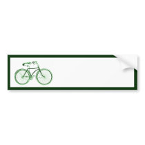 Vintage Green Bicycle Bumper Sticker