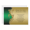 Vintage Green Black and Gold Wedding Invitation by dmboyce