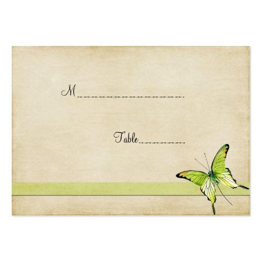 Vintage Green Butterfly Table Place Card Business Card (front side)