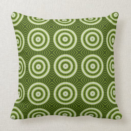 Vintage Green Circles Throw Pillows