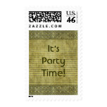 Vintage green distressed party time postage stamps
