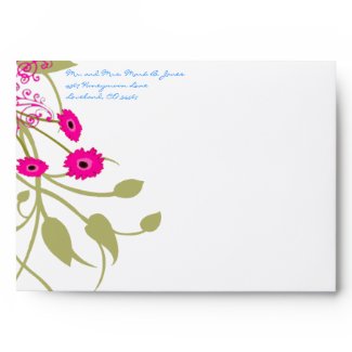 Vintage Green Flowers Wedding Envelopes envelope