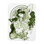 Vintage green lady art magnet
