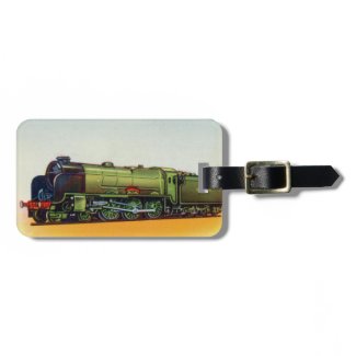 Vintage Green Railroad Engine Bag Tag