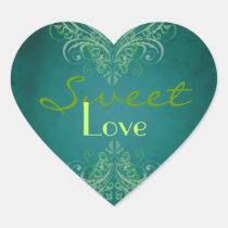 Vintage Green Scroll Teal Candy Buffet Sticker