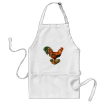 Vintage Green Tail Feathers Rooster Cockerel Apron