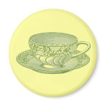 Vintage Green Tea Cup Magnet