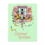 Vintage Greetings Birthday Postcard zazzle_postcard