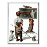 Vintage Greetings With Old Tire Ad Card Postcard