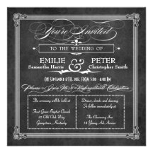 Vintage Grey Damask Poster Style Wedding Personalized Invitation