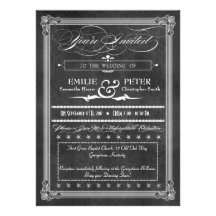 Vintage Grey Damask Poster Style Wedding Personalized Announcement
