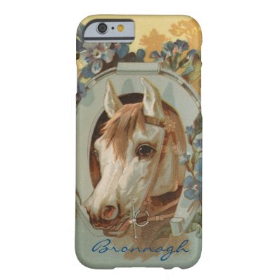 Vintage Grey White Horse Personalized Barely There iPhone 6 Case