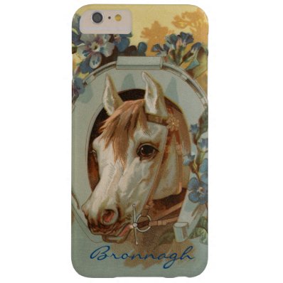 Vintage Grey White Horse Personalized Barely There iPhone 6 Plus Case