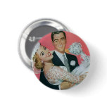 Vintage Groom Carrying Bride; the Newlyweds buttons