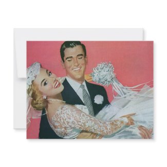 Vintage Groom Carrying Bride; the Newlyweds invitation