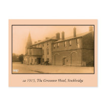 vintage Grosvenor Hotel, Stockbridge, classic car Post Card