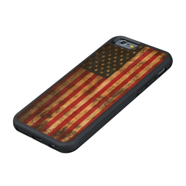 Vintage Grunge American Flag Carved® Cherry iPhone 6 Bumper-5