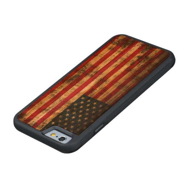 Vintage Grunge American Flag Carved® Cherry iPhone 6 Bumper-4