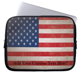 Vintage Grunge American Flag Patriotic Design Laptop Sleeve