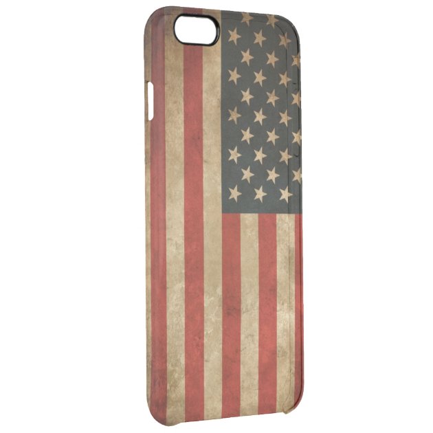 Vintage Grunge American Flag Pattern USA Patriotic Uncommon Clearlyâ„¢ Deflector iPhone 6 Plus Case-2
