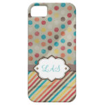 vintage grunge colorful dots and stripes monogram iPhone 5 covers
