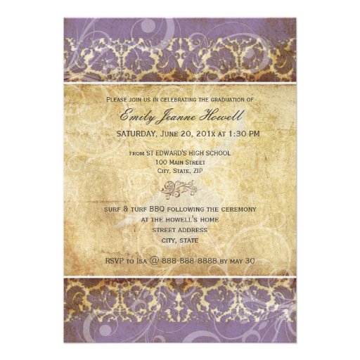 Vintage/Grunge/Damask/Graduations Custom Invitation
