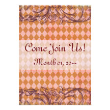 Vintage Grunge Diamond Checkered Custom Invitation