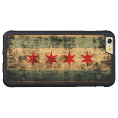 Vintage Grunge Flag of Chicago Carved® Maple iPhone 6 Plus Bumper