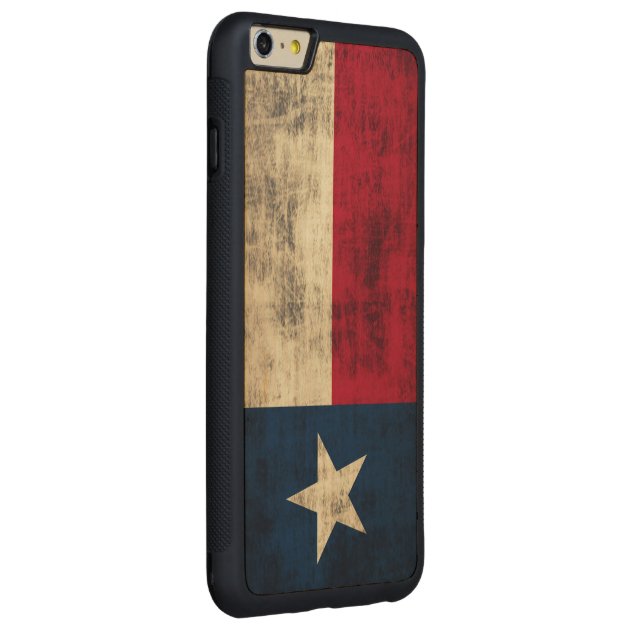 Vintage Grunge Flag of Texas Carved® Maple iPhone 6 Plus Bumper Case-2